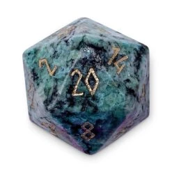 Norse Foundry 30mm Boulder Gemstone D20 - Ruby Zoisite