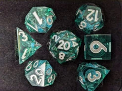 Metallic Dice Games Elixir Dice Liquid Core 7ct Polyhedral Dice Set - Blue/Silver